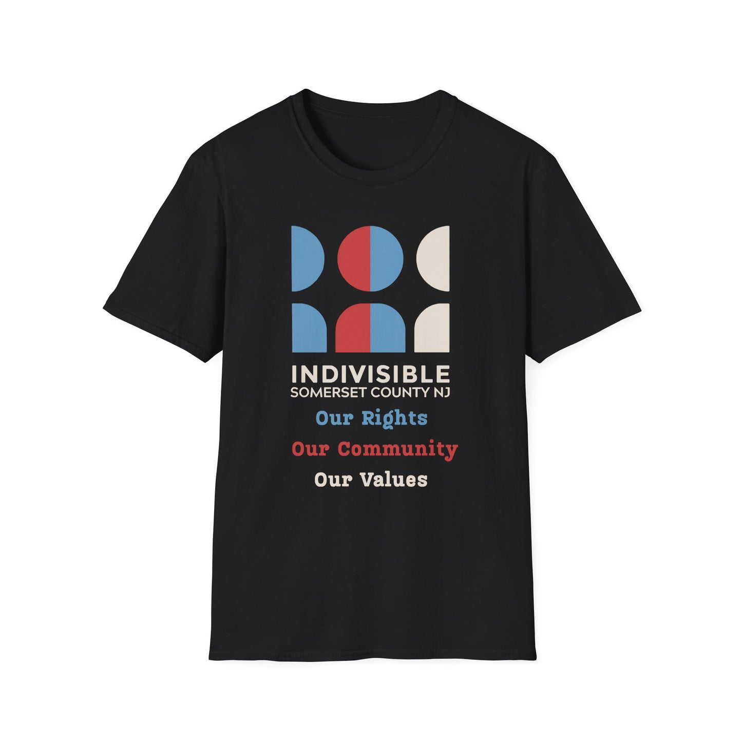 Indivisible Somerset County NJ Unisex T-Shirt - "Our Rights, Our Community, Our Values"