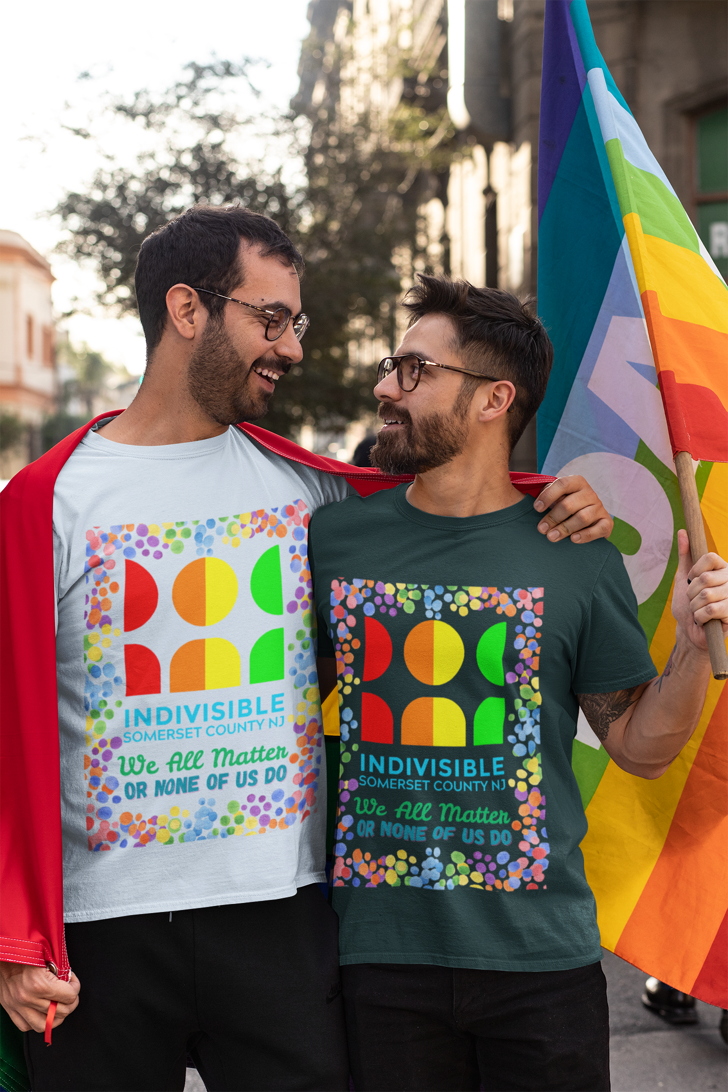 Somerset Indivisible Rainbow Dotted Unisex Heavy Cotton Tee