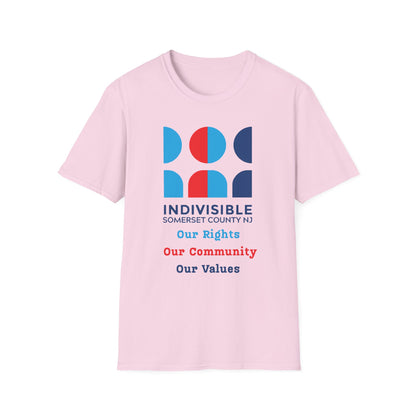 Indivisible Somerset County NJ Unisex T-Shirt - "Our Rights, Our Community, Our Values"