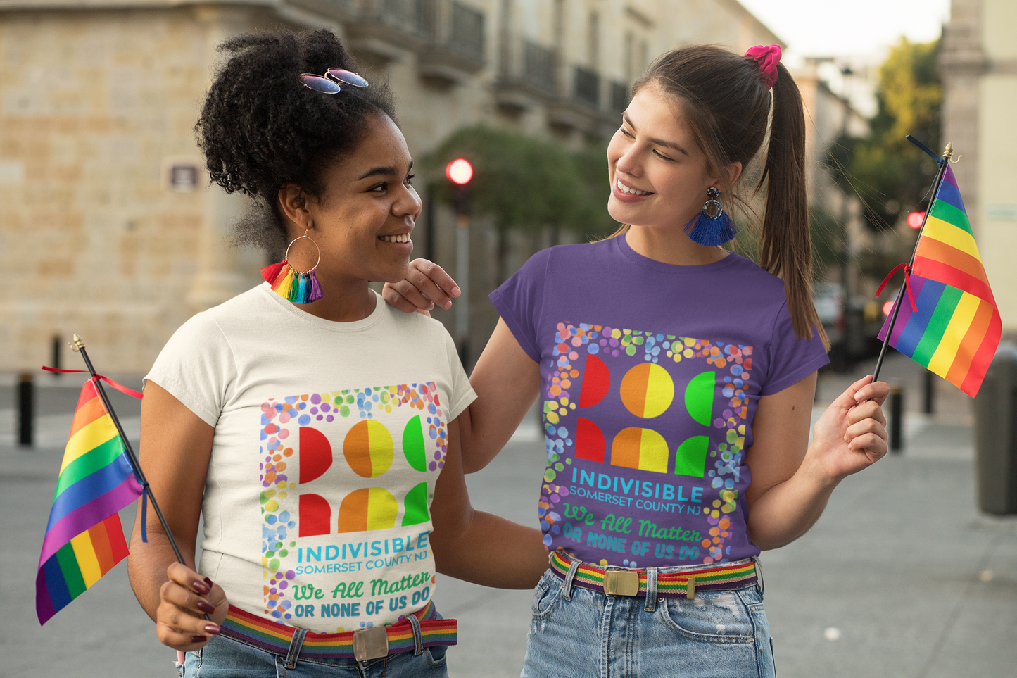Somerset Indivisible Rainbow Dotted Unisex Heavy Cotton Tee