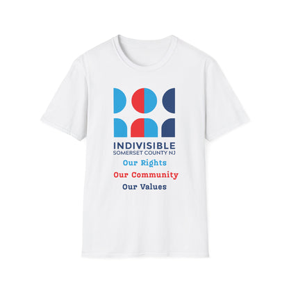 Indivisible Somerset County NJ Unisex T-Shirt - "Our Rights, Our Community, Our Values"